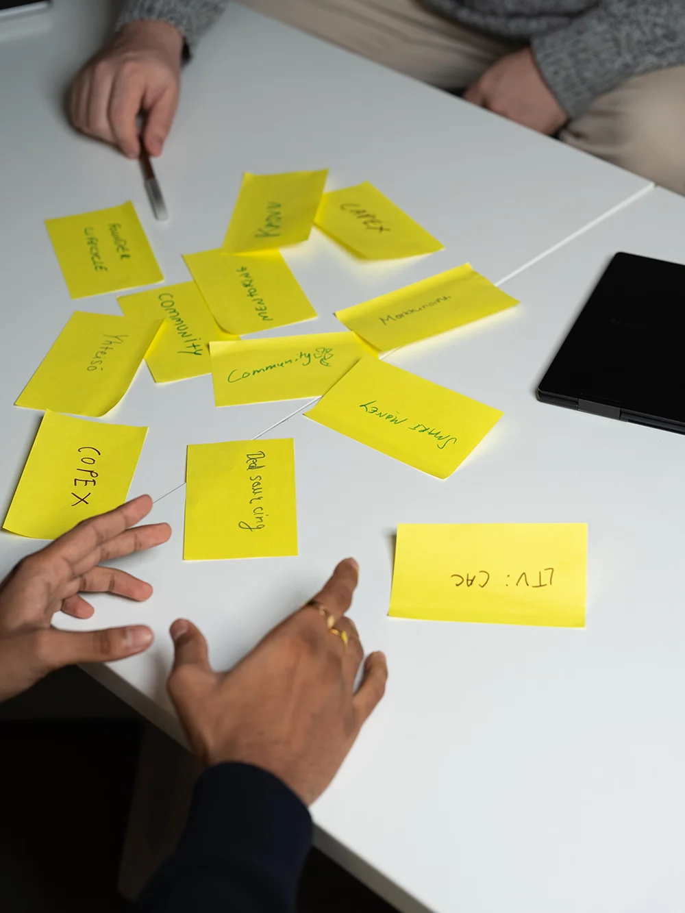 Sticky notes on a table