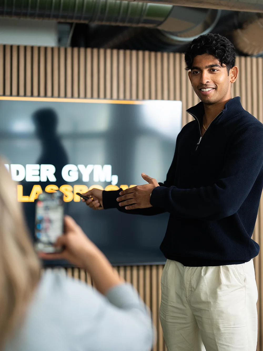 Man giving a business pitch